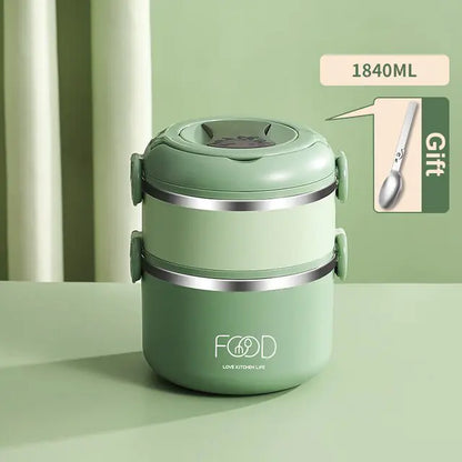 Eco-Friendly Multi-Layer Stainless Steel Lunch Box for On-the-Go