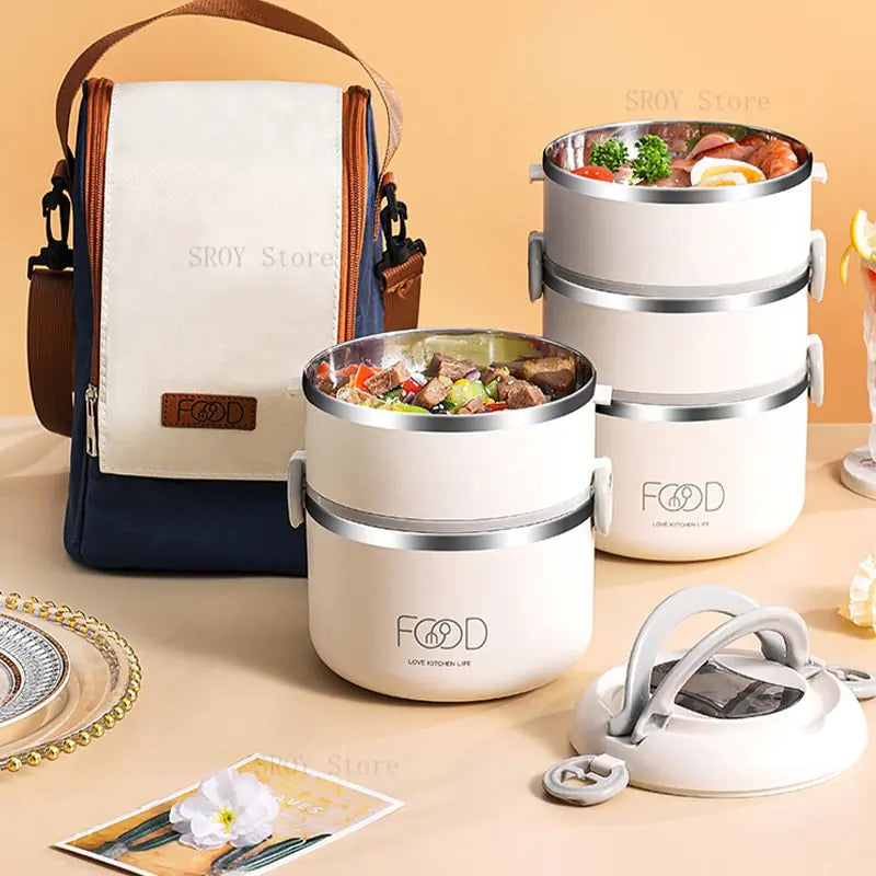 Eco-Friendly Multi-Layer Stainless Steel Lunch Box for On-the-Go