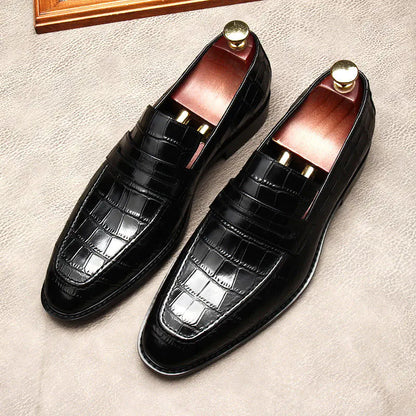 Elegant leather alligator print Loafers Crocodile pattern