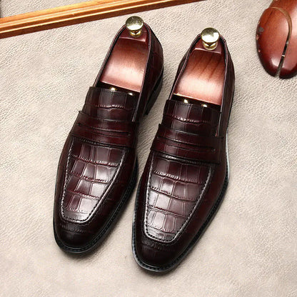 Elegant leather alligator print Loafers Crocodile pattern